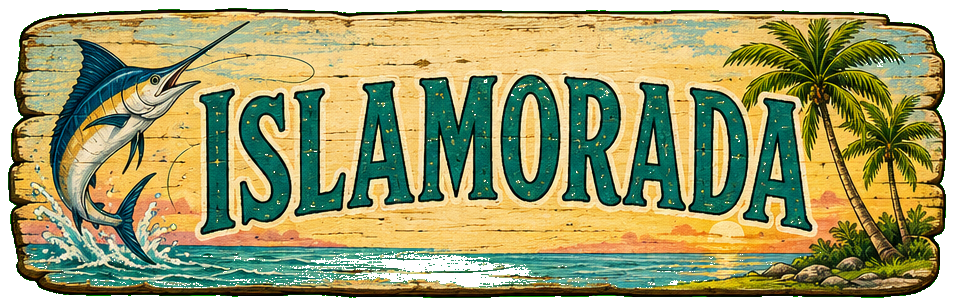 Illustrated vintage road sign for Islamorada