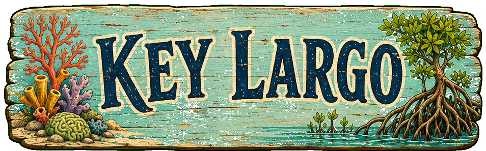 Illustrated vintage road sign for Key Largo