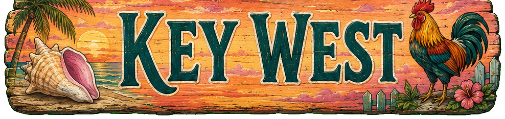 Illustrated vintage road sign for Key West