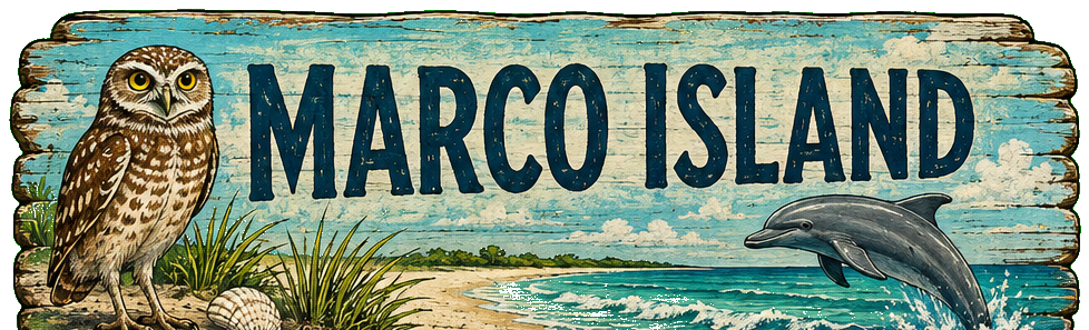 Illustrated vintage road sign for Marco Island