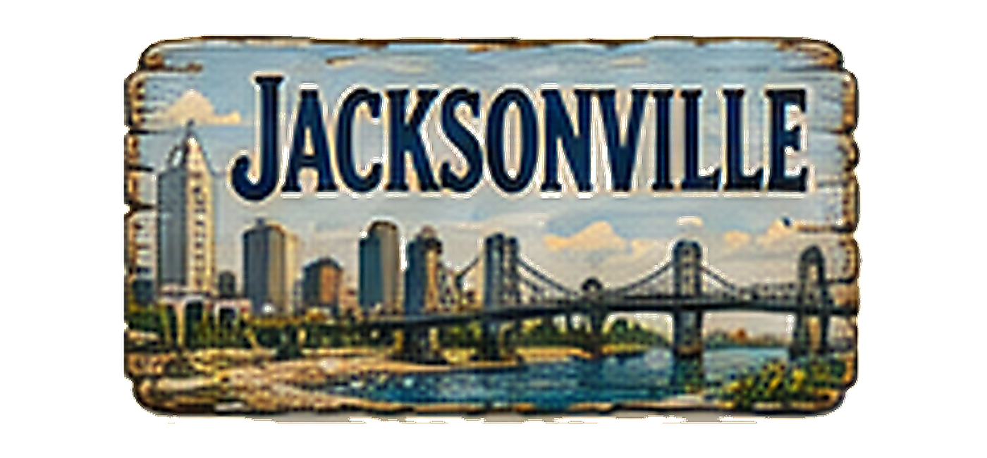 Illustrated vintage road sign for Jacksonville