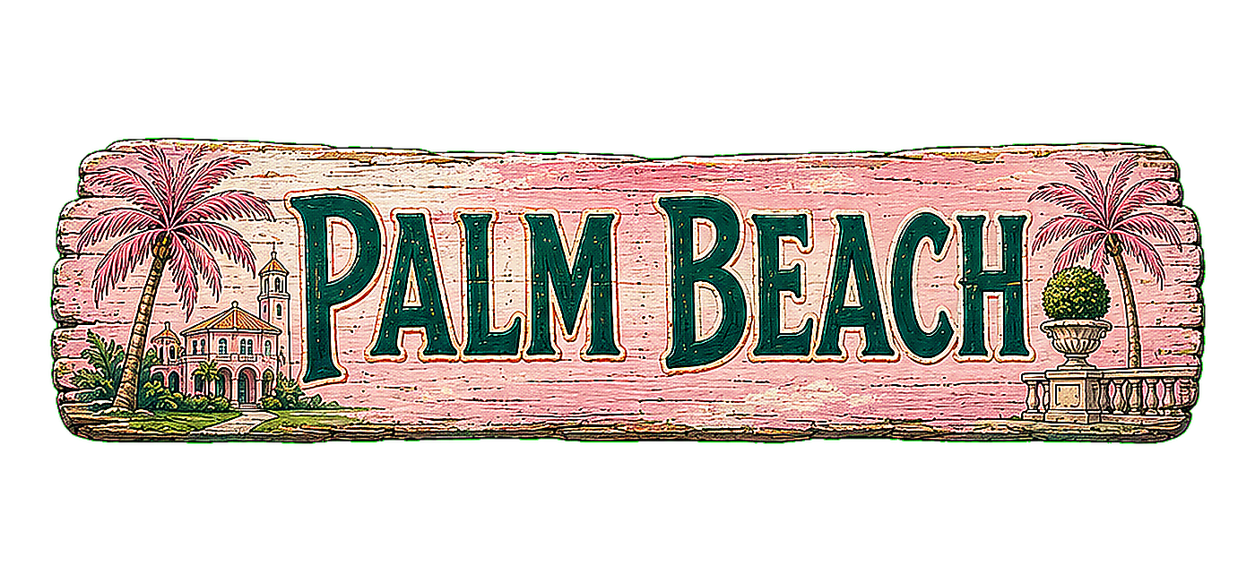 Illustrated vintage road sign for Palm Beach