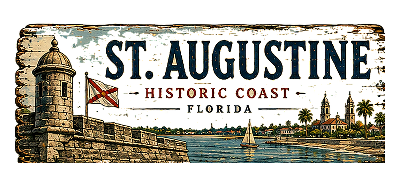 Illustrated vintage road sign for St Augustine