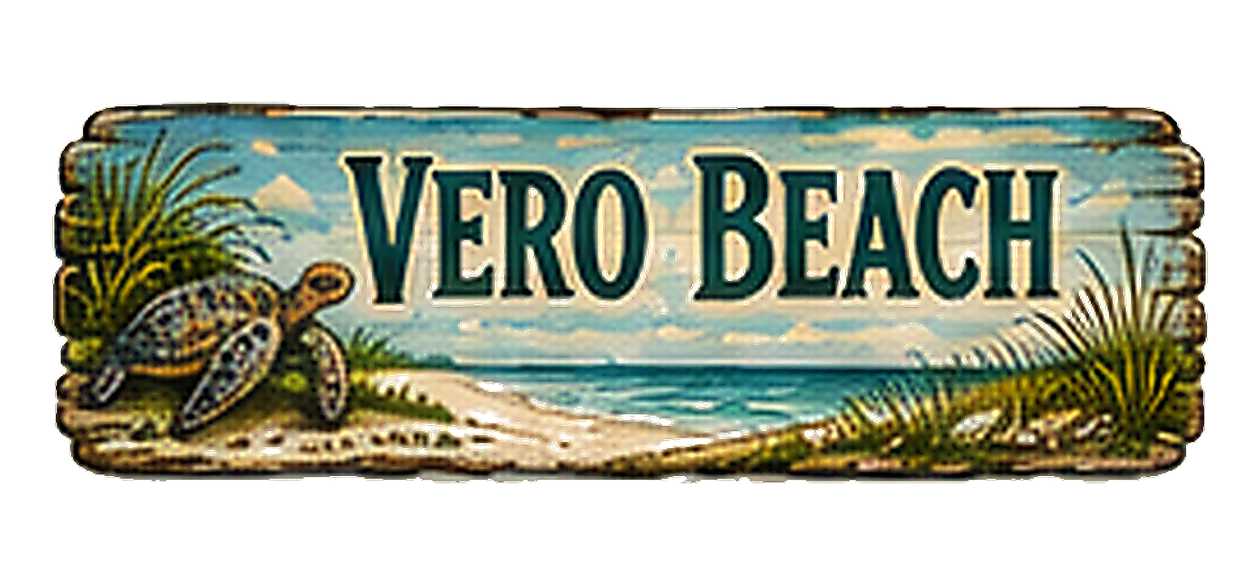 Illustrated vintage road sign for Vero Beach