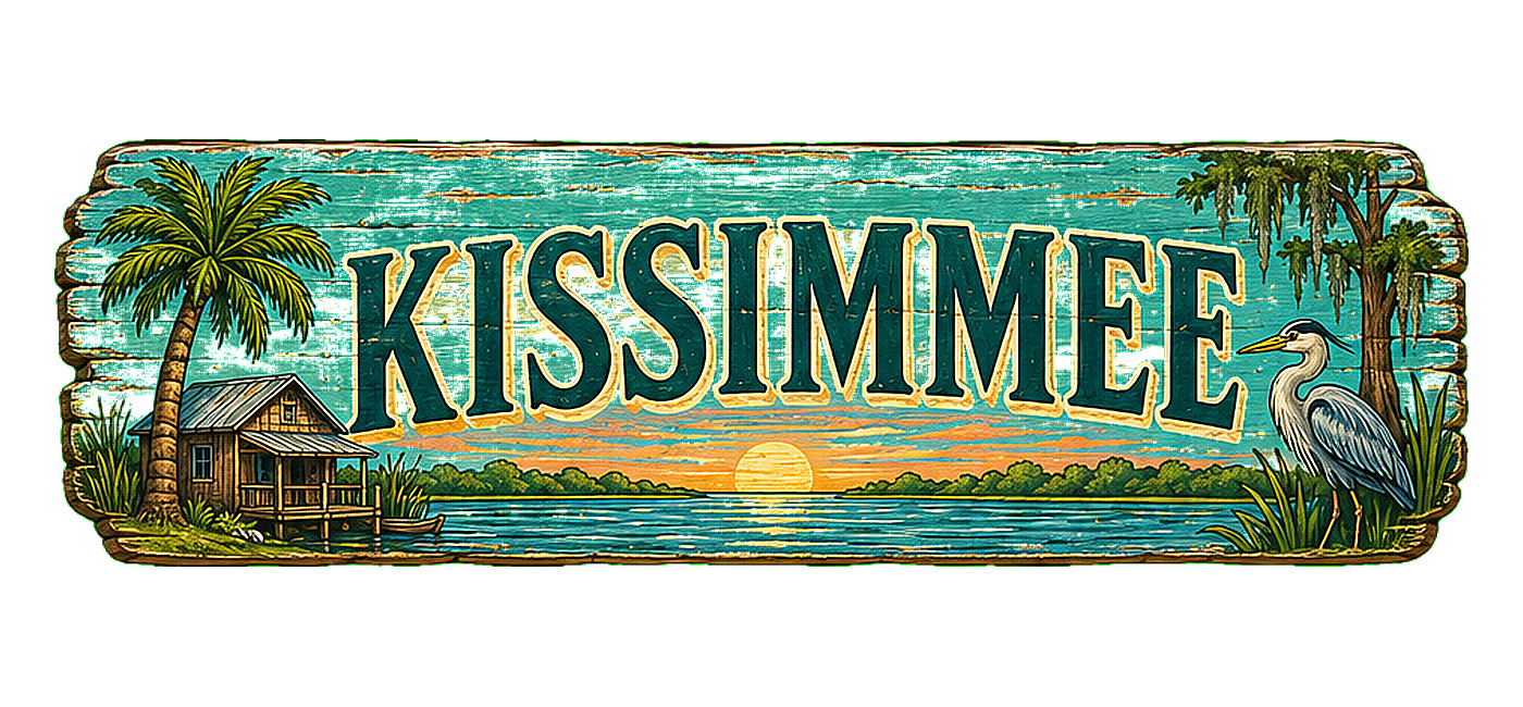 Illustrated vintage road sign for Kissimmee