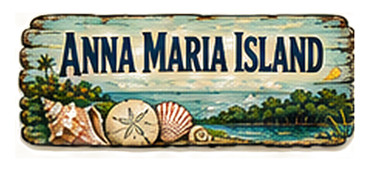 Illustrated vintage road sign for Anna Maria Island