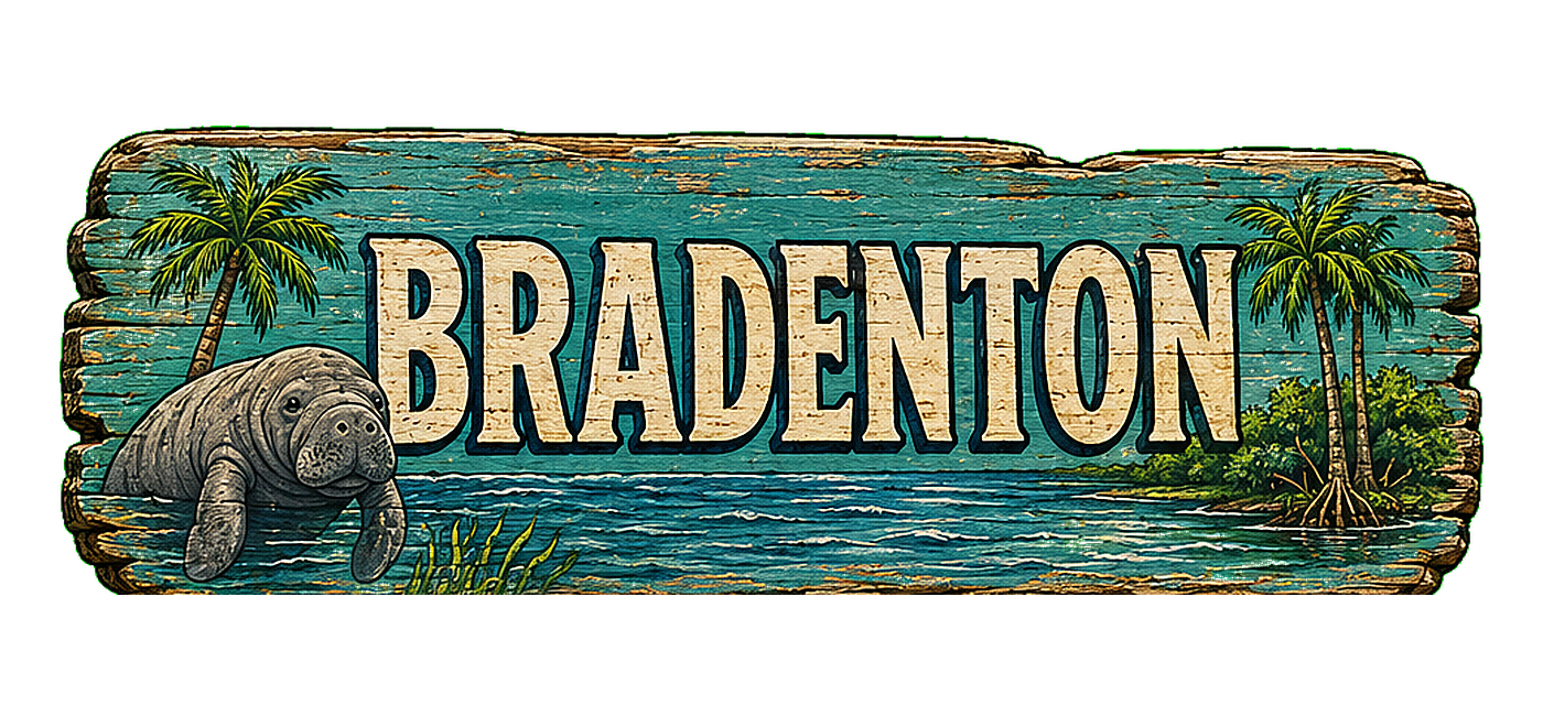 Illustrated vintage road sign for Bradenton
