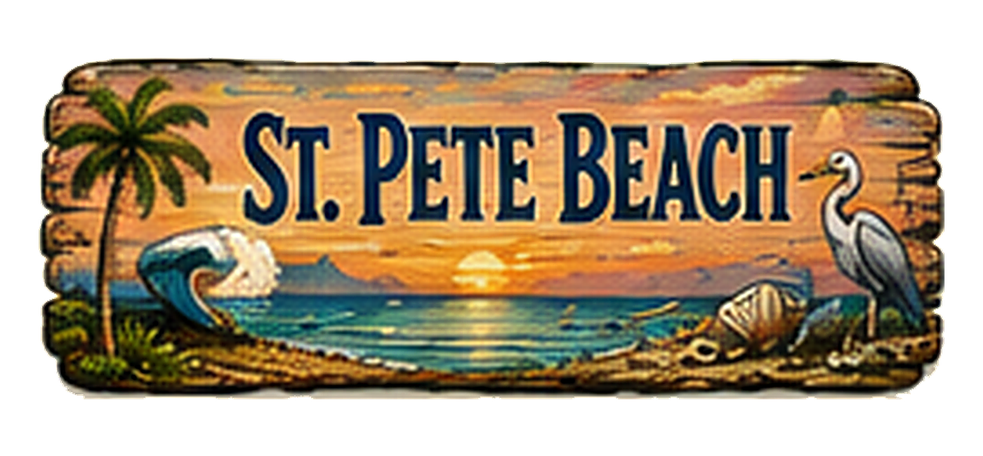 Illustrated vintage road sign for St Pete Beach