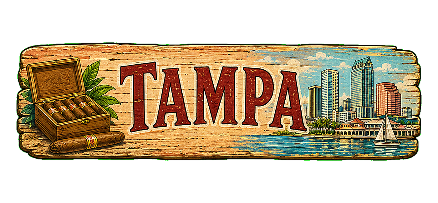 Illustrated vintage road sign for Tampa