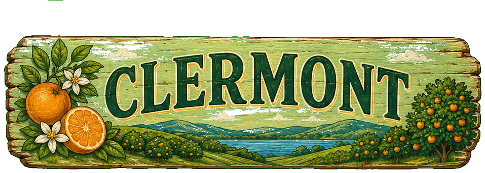 Vintage illustrated Clermont destination sign