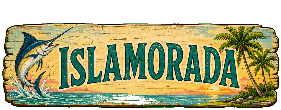 Vintage illustrated Islamorada destination sign