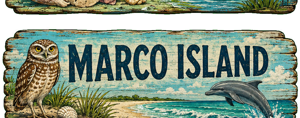Vintage illustrated Marco Island destination sign