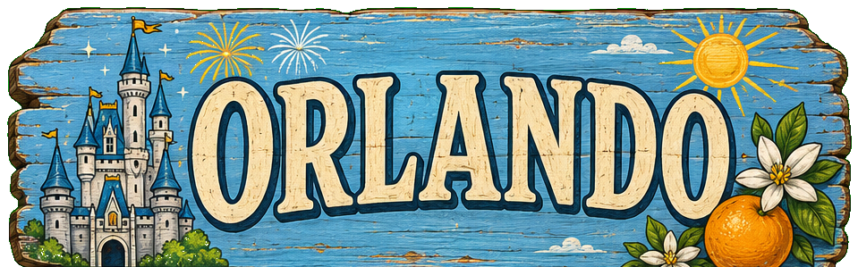 Vintage illustrated Orlando destination sign