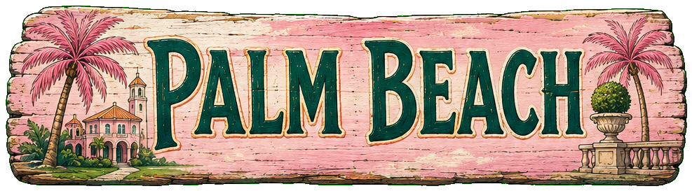 Vintage illustrated Palm Beach destination sign