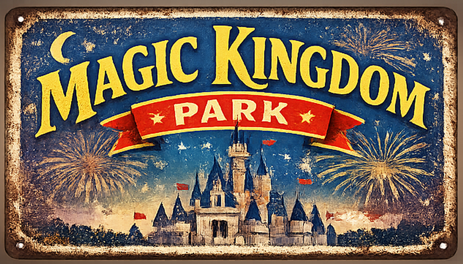 Vintage Magic Kingdom tin sign