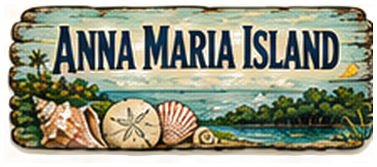 Vintage illustrated Anna Maria Island destination sign