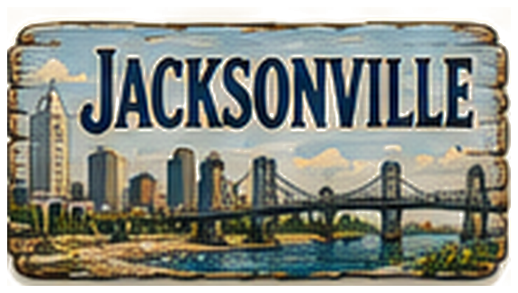 Vintage illustrated Jacksonville destination sign